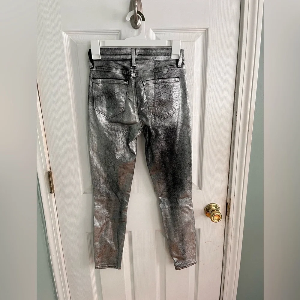 L’Agence Margot Metallic Silver Foil Skinny Jean Size 24